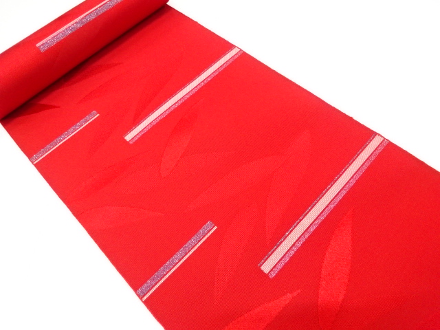 JAPANESE KIMONO / ANTIQUE BOLT FOR HASSUN OBI / WOVEN TREE LEAVES